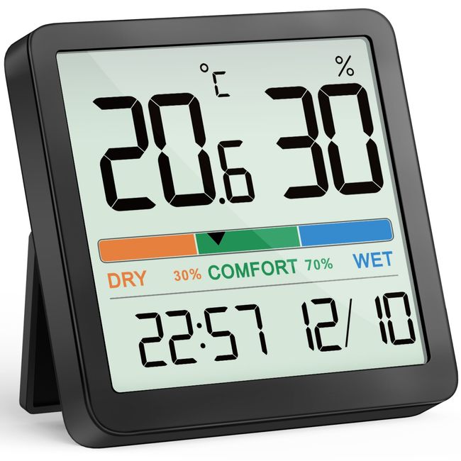 Digital LCD Thermometer Hygrometer Humidity Meter Room Temperature Clock  Indoor