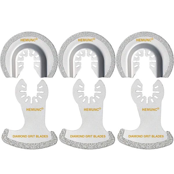 HEMUNC 6Pcs Diamond Oscillating Tool Blades, Multi Tool Mortar Cutting Saw Blades Precise for Grout Removal and Soft Tile Cut