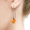 Franki Baker Sterling Silver & Natural Carnelian Long Drop Dangle Earrings. Length: 5.4cms