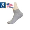 3 Pair Pack Active Pro Diabetic Socks Size 9 - 11 Ankle Length - Gray