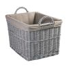 Home Storage Grey Painted Rectangular Wicker Basket Laundry Toys Baby Nursery Collection Box (Medium)