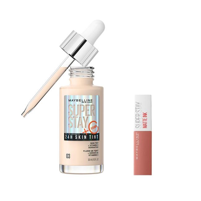 Maybelline New York Super Stay Skin Tint Fondöten 03 & Mini Super Stay Matte Ink Likit Mat Ruj 65 Seductress Makyaj Seti