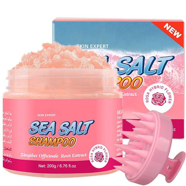 Scalp Scrub, Sea Salt Rose Scalp Exfoliator, Scalp Exfoliator Scrub for Build Up, Hair Exfoliate Scrub for Scalp, Vegan & Cruelty Free Exfoliating Anti-Dandruff Scalp Rescue Scrub, 6.76 oz