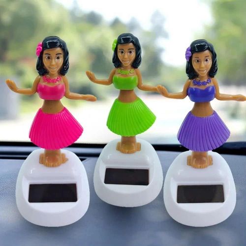 2Pcs Purple Solar Powered Dancing Hula Girl Dashboard Decorations Swinging Bobbleheads Collection Figurines for Auto Interior Home Decor Solar Power Kits Learning and Education