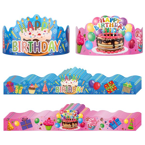 30 Pcs Birthday Crowns for Classroom Party Hats Birthday Hats for Kids Happy Birthday Hat Paper Crowns School Birthday Crown