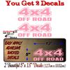 2-4x4 Offroad Solid Pink Design 13" Vinyl Decals Truck Box Stickers (2 Decal Set - Solid Pink)