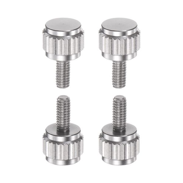 uxcell Round Flat Head Knurled Knob M2.5 x 6mm Hand Clamp Screw Screw Knob Bolt for Vernier Caliper 4pcs