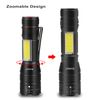 Small Pocket LED Tactical Flashlight,EDC Torch with COB Light,6Model,Zoomable