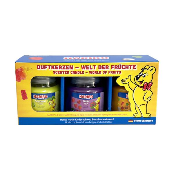 Haribo Candle, HARIBO Candle Aroma Candle, Jar, Small, Select B Set, 3 Pieces (Berry Mix A1071 / Coconut Lime A1074 / Tropical Fan A1070 1 each)