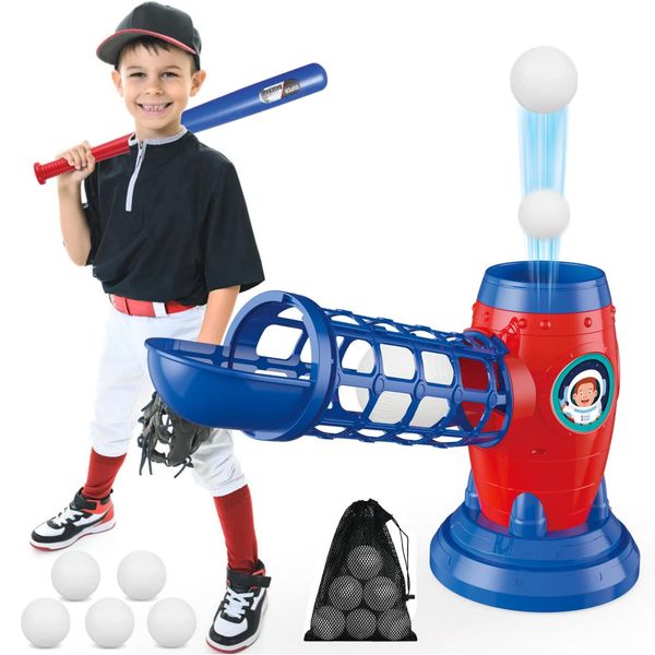 Spobot T Ball Set RC Pitching Machine with Plastic Baseball Bat for Toddler Kids Sports & Outdoors Toys - Training Equipment & Batting Practice Toys Gifts for Youth Boys & Girls