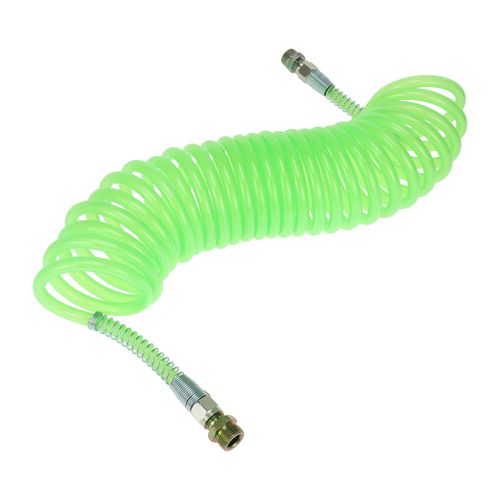Partuto 25 Circle Air Brake Hose Oil Cooler Coiled Short Tail Line Brake Coil Cable for Semi Trucks Tractors Assembly with M22x1.5 NPT Fitting PU Iron Green 24.5FT