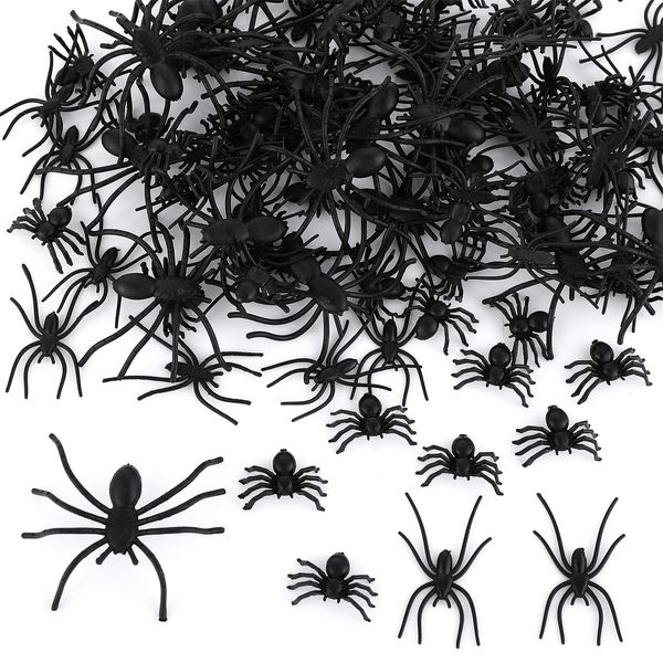 Abeillo 3 Size 120 Pieces Halloween Plastic Spiders Fake Plastic Spiders Small Realistic Spiders for Halloween Prank Props Decorations