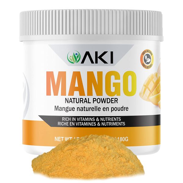 AKI MANGO Extract Powder (6.34oz / 180g)-Vitamin C and Other Nutrients | Dried Mango Ideal As Booster Supplement for Protein Smoothies, Sorbet Seasoning, Juice, Popsicles & Ice Cream