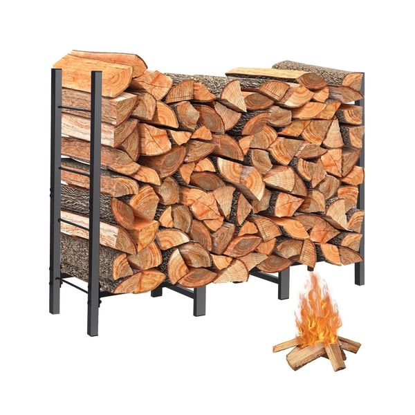 4ft Firewood Rack Outdoor Indoor Holder for Fireplace Wood Storage, Firewood ...