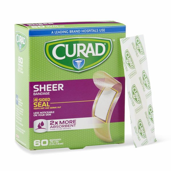CURAD Sheer Adhesive Bandage, 3/4" x 3", Box