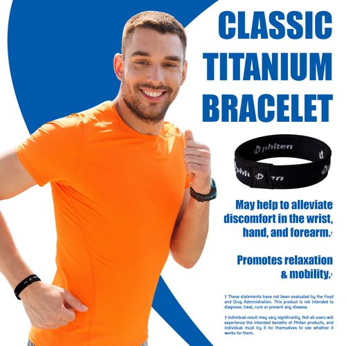Phiten Titanium Classic Bracelet - Lightweight Elastic Sport Wristband with Aqua-Titanium Technology for Alternative Healing - Power Elastomer Core with Micro Titanium Spheres - Blue, 6.75 Inch