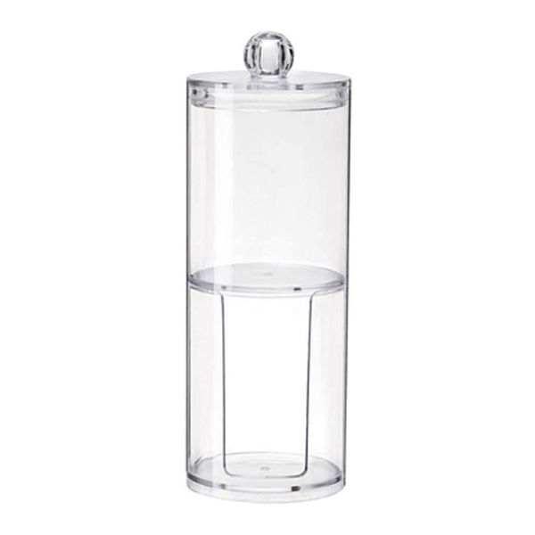 Juxing Acryl Make-up Aufbewahrung, Wattepad aufbewahrung, Wattepads Wattestäbchen Halter Spender, Wattebausch Tupferhalter, Wattepad Spender und Wattestäbchen Behälter mit Deckel, Transparent (A, A)