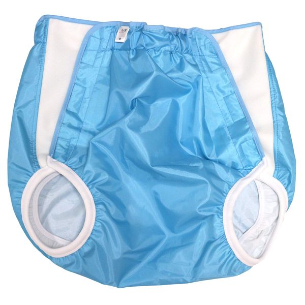 Diaper Cover for Adults, Made in Japan, Antibacterial, Odor Resistant, Velcro Type [With Deodorizer for Trash Can, Blue ] (L)