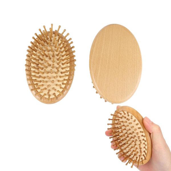 2PCS Wood Scalp Massager Brush, Small Wooden Hair Brush Bamboo Hair Brush Bamboo Brush Bamboo Scalp massager Scalp Brush Wooden Massage Tool Hand-Sized Grooming Tool