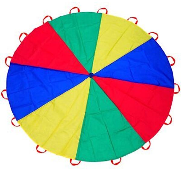 Rainbow Parachute for Outdoor Party Games, Kids Play Parachute (12ft)