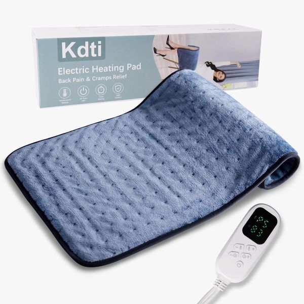 Kdti Heat Pad, Electric Heating Pad for Back Shoulder Neck, Fast Heating Technology, 6 Heat Level and 4 Timer Setting, Auto Shut Off, Ultra Soft Machine Washable