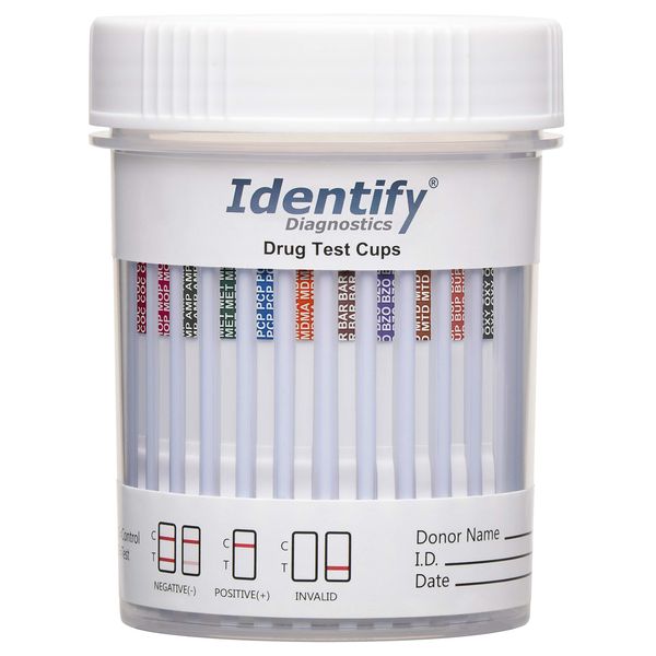 5 Pack Identify Diagnostics 12 Panel Drug Test Cup with BUP - Testing Instantly for 12 Different Drugs THC50, COC, OXY, MDMA, BUP, MOP, AMP, BAR, BZO, MET, MTD, PCP ID-CP12-BUP (5)