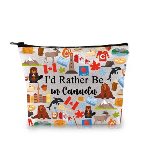 PYOUL Canada Travel Gift I'd Rather Be in Canada Makeup Bag Canada Lover Cosmetic Bag Canada Sightseeing Gift Canadian Gift, be in canada bag