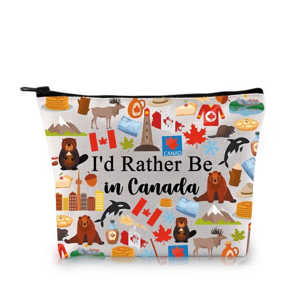 PYOUL Kanada Reisegeschenk I'd Rather Be in Canada Make-up-Tasche Kanada Liebhaber Kosmetiktasche Kanada Sightseeing Geschenk Kanadisches Geschenk, Be in Canada Tasche