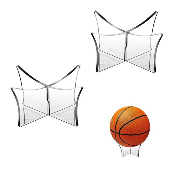 DGHOME 2 PCS Football Display Stand, Acrylic Ball Display Stand Multi-function Ball Stand Holder Clear Basketball Stand for Soccer Football Basketball Volleyball Bowling Ball Holder for Display