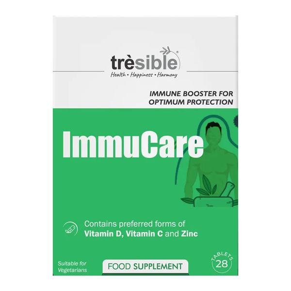 Trèsible Ultra Premium Immune System Booster | ImmuCare 28 Tablets | Vitamin D, Vitamin C, Zinc Supplement | Vegetarian, Gluten Free, Halal Tablets | No Synthetic Binders or Coating