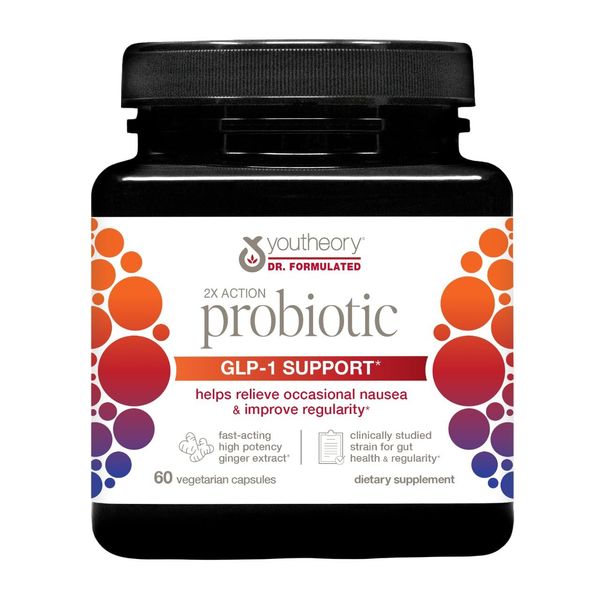 Youtheory 2X Action Probiotic GLP-1 Support Capsule 60 Count