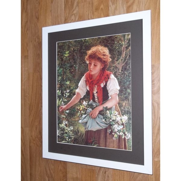 Picking Honeysuckle Print by Sophie Anderson - cms 30 x cms 40 framed