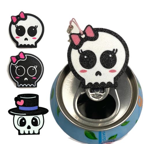 CTABPALS Cute Skull Soda Can Opener Pop Can Tab Opener With Keychain Strap Help for Long Nails,Kids,Sore Hands,Arthritis White02