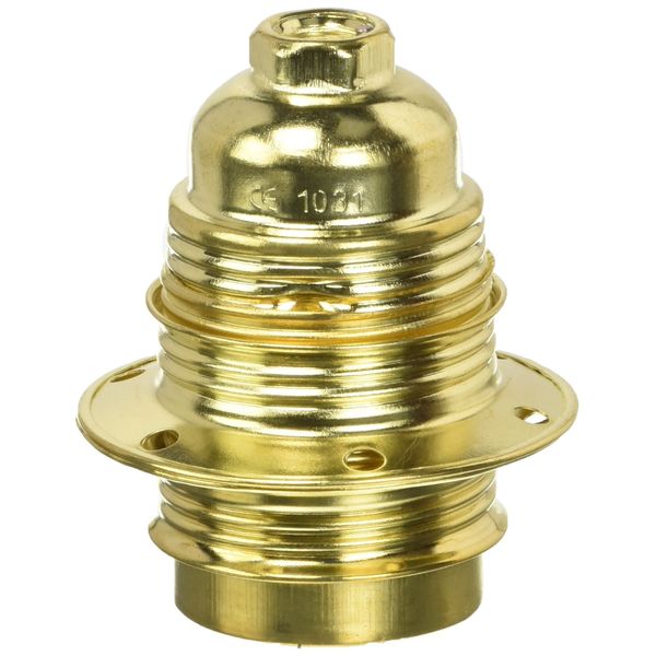 Electraline 71129 Threaded E27 Light Bulb Socket with 2 Rings Brass