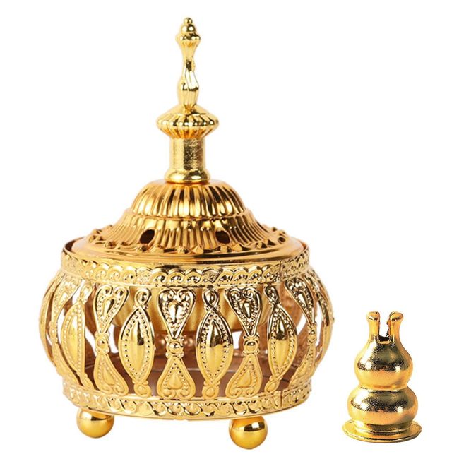 [BERESHITH] Western Style Incense Burner, Metal with Lid, Incense Burner Set, Incense, Metal, Gold, Antique, Stylish, Interior, Miscellaneous Goods, Direct Import (Incense Holder Set)