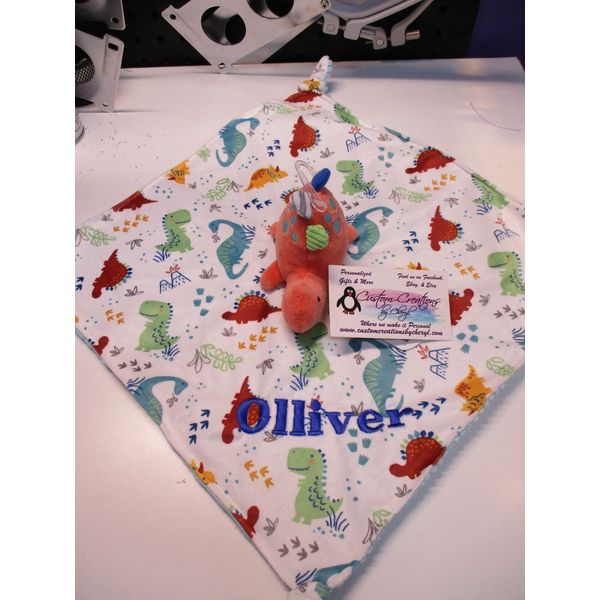 Dinosuar Knotted Security Blanket Personalized Security Blanket Baby Blankie