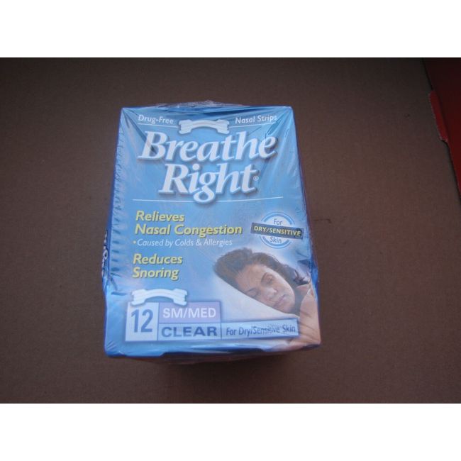 1 PACKAGE OF 10 BREATHE RIGHT CLEAR SM/MED NEW OLD STOCK  DRY SENSITIVE SKIN