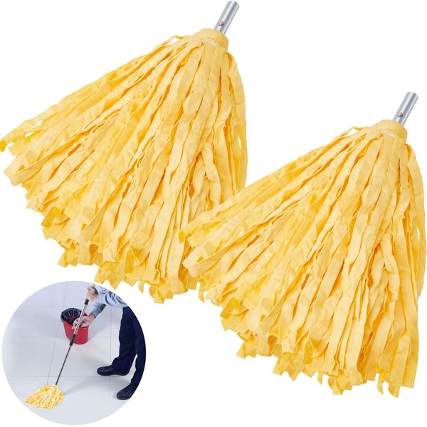 Maxcheck 2 Pcs Synthetic Chamois Mop Absorbent Mop Head Car Boat Drying Thirsty Mop for Marine Deck Cleaning, Yellow