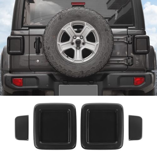 RAZPOY JL Tail Light Lamp Covers, Smoked Rear Light Guards Compatible with Jeep Wrangler JL 2018-2025 (Fit for Halogen Lamp Version)