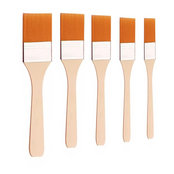 Doyime Multi-Purpose Brush Set of 5 Sizes, Paint Brush, Nylon Brush, Deformation Resistant, Paint Brush, Wooden Handle, Doodle Brush, Watercolor, Design Painting, Furniture Painting, Cleaning, Paint