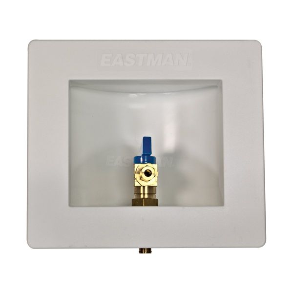 Eastman 1/2 Inch PEX Connection x 1/4 Inch OD Compression Ice Maker Outlet Box, Quarter Turn Ball Valve, Pre-Assembled, 60233