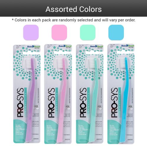 PRO-SYS® Extra Soft Toothbrush with Double Tapered Bristles for Extra Sensitive Gums, Pack of 4 (ADA Accepted)