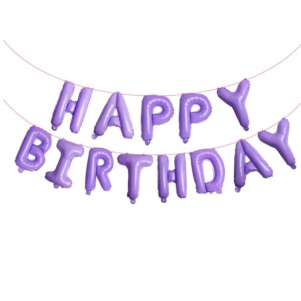 Purple Happy Birthday Aluminum Foil Letters Balloons 16 Inch Aluminum Foil Banner Balloons for Birthday Party Decorations and Supplies