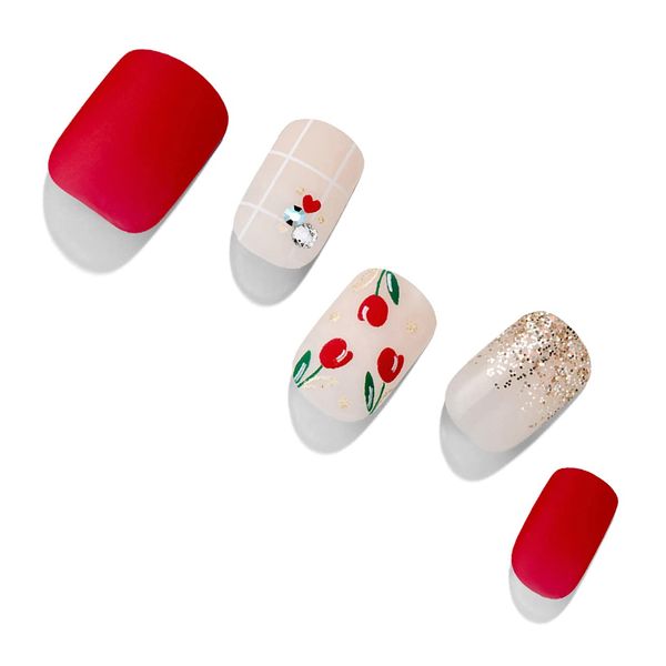 Dashing Diva Magic Press MJP109 Gel Nail Stickers, Artificial Nails, Color Gel, Design, For Hands, Color: Delight Red, Shape: Square, Standard