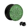 Treuheld® Glitter Ear Plug – Dark Green – 16 Sizes: 3 mm – 30 mm | with Thread – Double Flare Black – Piercing Flesh Tunnel with Dark Green Glitter Made of Plastic/Acrylic for Screwing on, Plastic