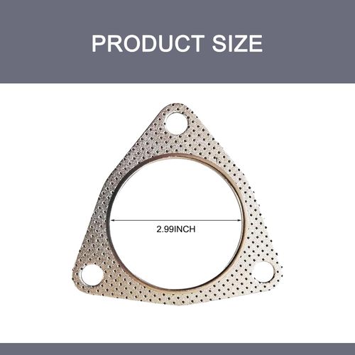 Neferta 2 PCS Car Exhaust Pipe Interface Gasket, 2.48" ID Three Hole Design Sealing High Temperature High Pressure Resistant Graphite Flange Gasket, Retrofit Accessories, for Most Cars (Silver)