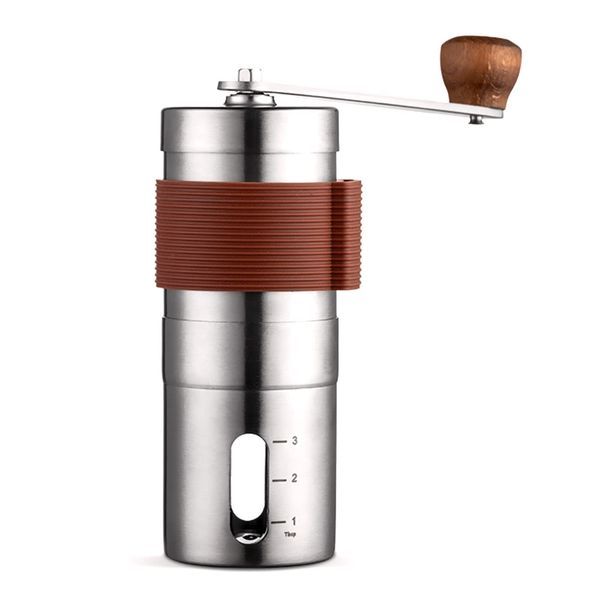 Manual Coffee Grinder, Hand Coffee Grinder, Bean Grinder, Portable Mini Coffee Grinder with Adjustable Settings, Suitable Use for Home, Office and Travel. Stainless Steel.