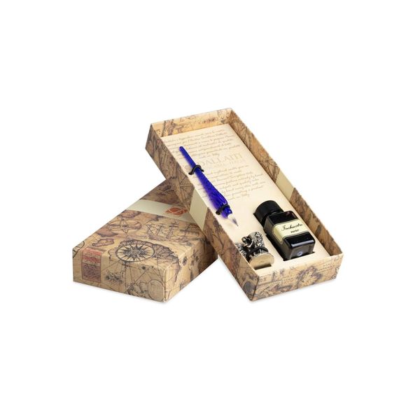 Dalaiti Mini Glass Pen Stand Set, Blue, BX68/1
