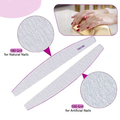 Nail File and Buffer Set, 15 Pack Icluding 10 PCS Professional 100/180 Grit Double Sided Nail Files for Acrylic and Gel Nails and 5 PCS Nail Buffer Block for Natural Nails