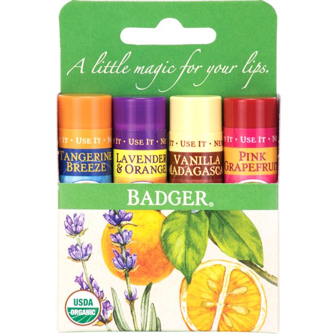 Badger Green Classic Lip Balm Stick Set of 4